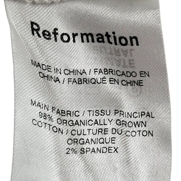 NEW Reformation X-Large White Cotton Blouse Sweetheart Neck Peplum Shirred - Picture 15 of 16